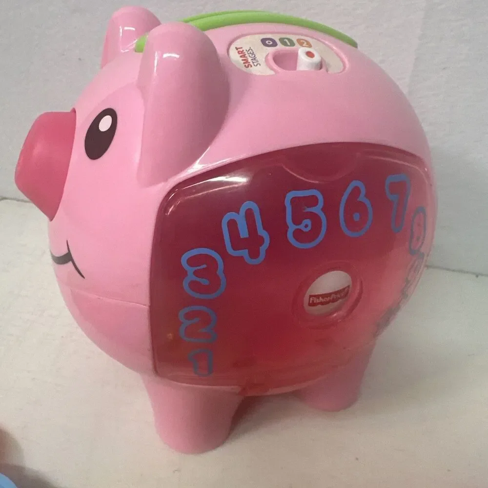 fisher price piggy bank coins colorful count smart stages save money pink cute